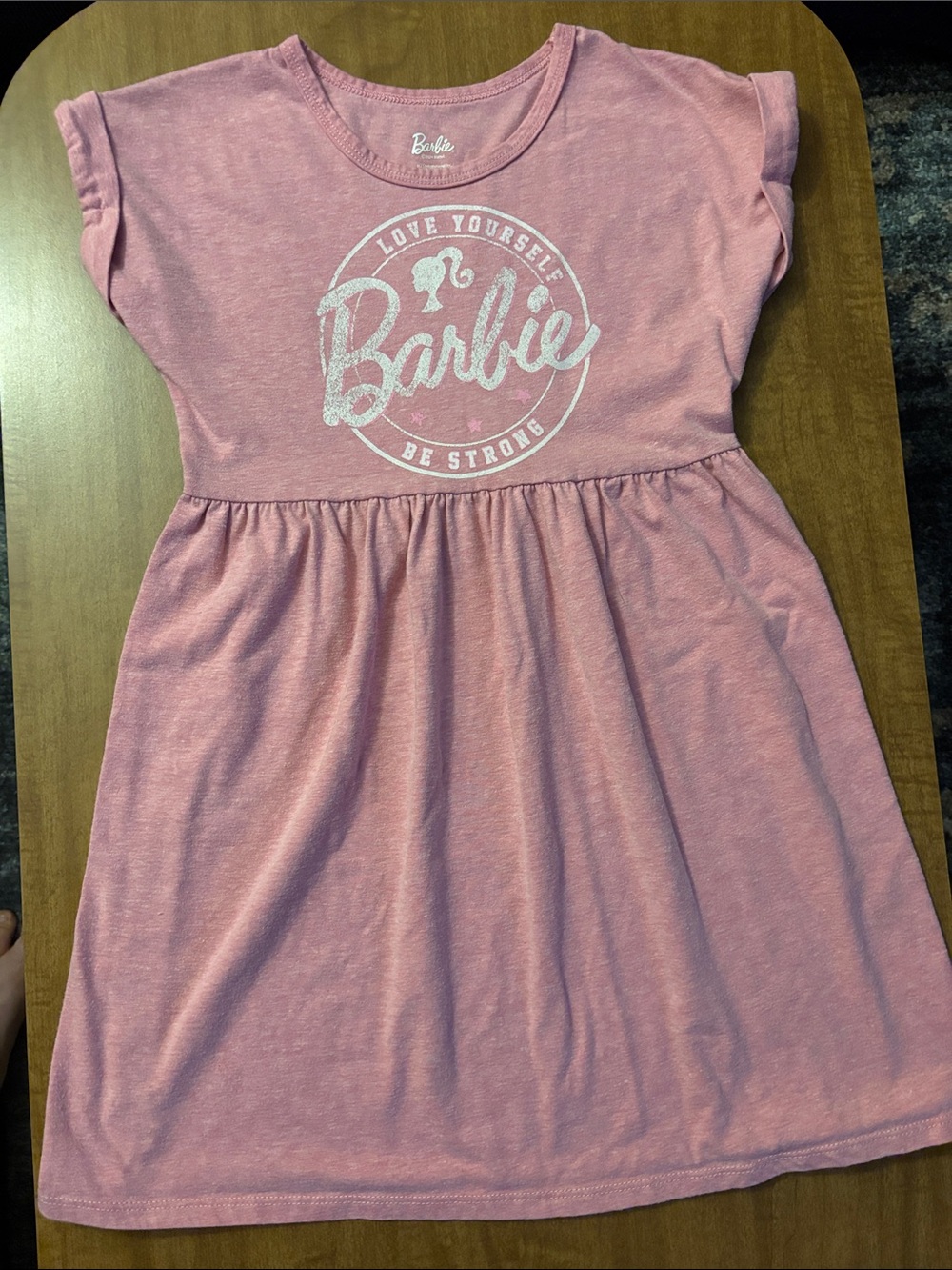 Barbie Pink Graphic Logo Dress with Glitter Detail